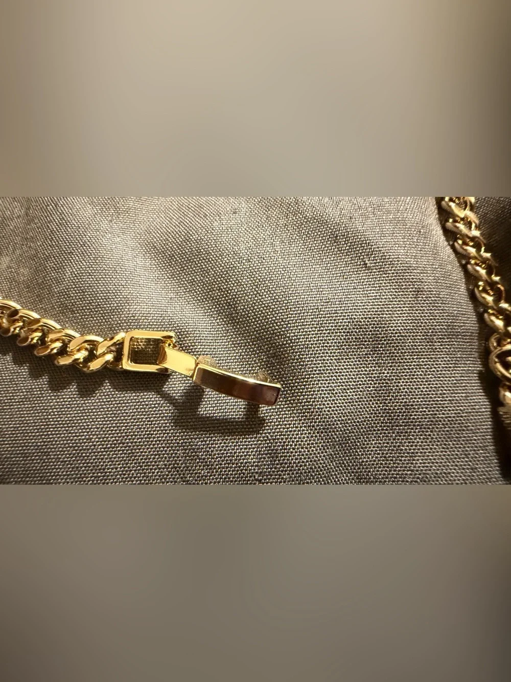 Gold-Tone Chain Bracelet with Rectangular Crystal Accent